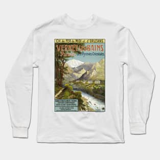 Vernet les Bains Vintage Railroad Poster 1904 Long Sleeve T-Shirt